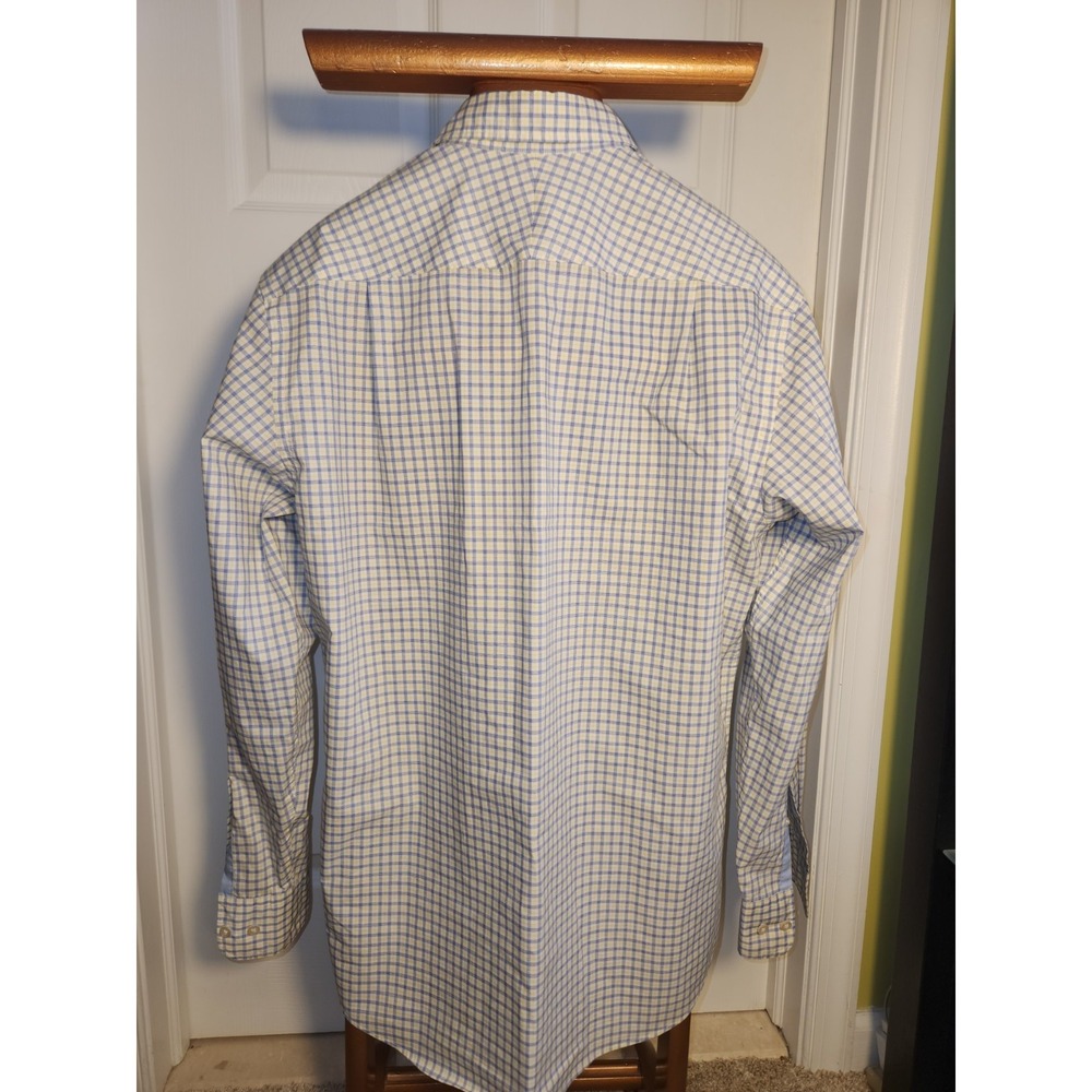 Charles Tyrwhitt Dress Shirt Men's Sz M Yellow Blue Check Classic Fit Button Up - Picture 4 of 6